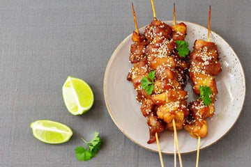 Ginger Sesame Asian Skewers with Coconut Scallion Rice